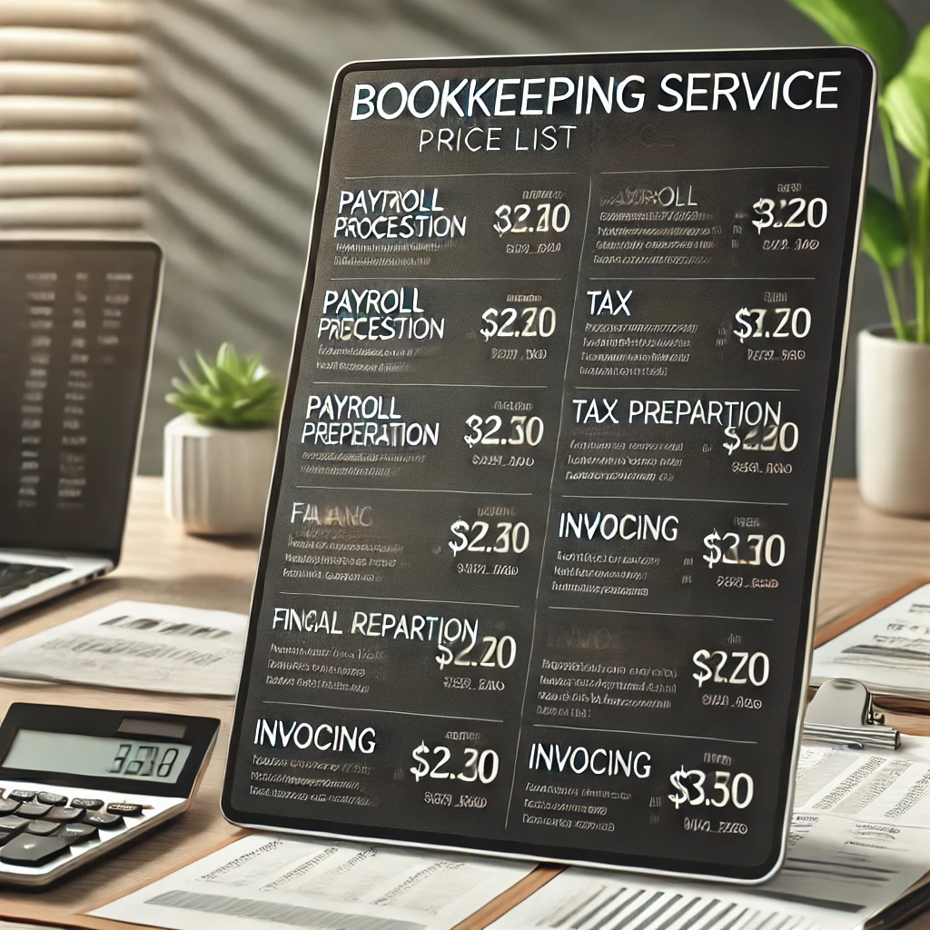 bookkeeping services price list